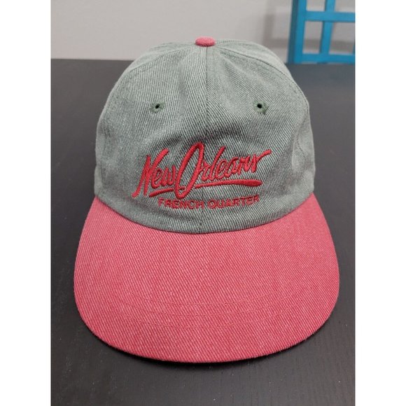 New Orleans French Quarter Cap Hat  Adjustable Red Green Strap Back Adjustable - Picture 1 of 5